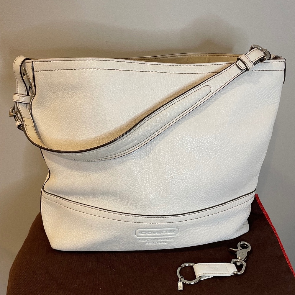 Pre-Loved Vintage Coach White Pebble Leather Tote